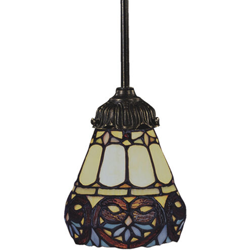 Mix-N-Match 1 Light 6 inch Tiffany Bronze Mini Pendant Ceiling Light in Tiffany 21 Glass, Incandescent