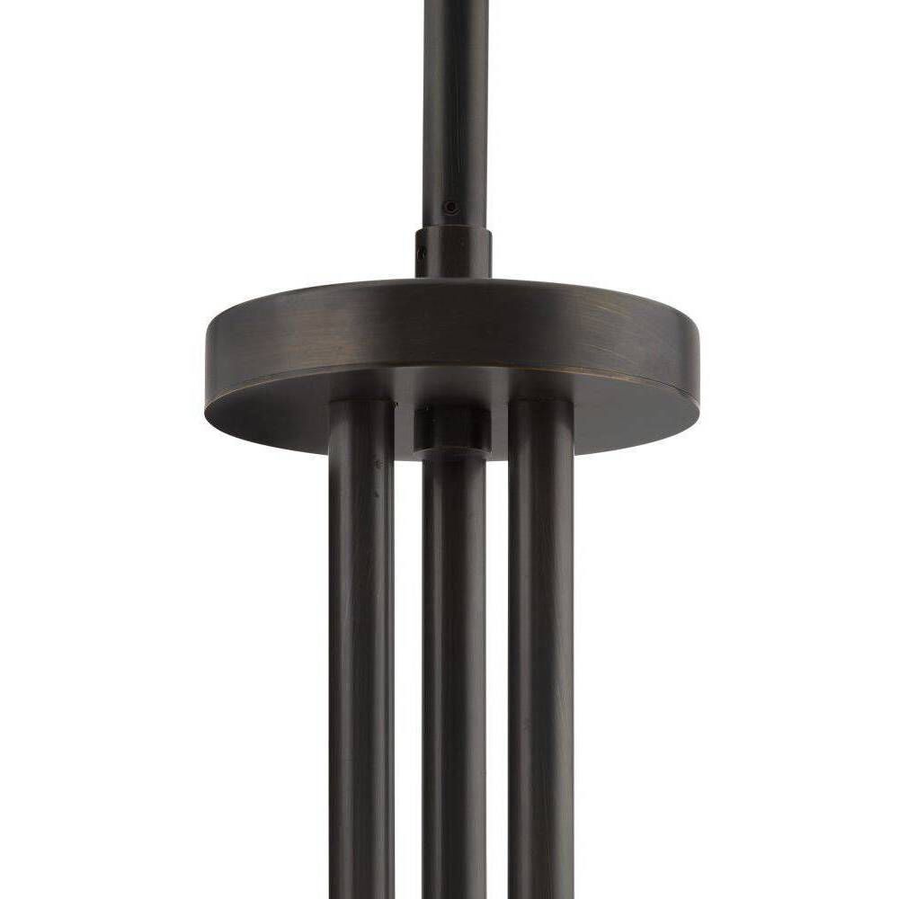 Falcon 6 Light 41 inch English Bronze and Cognac Leather Chandelier Ceiling Light