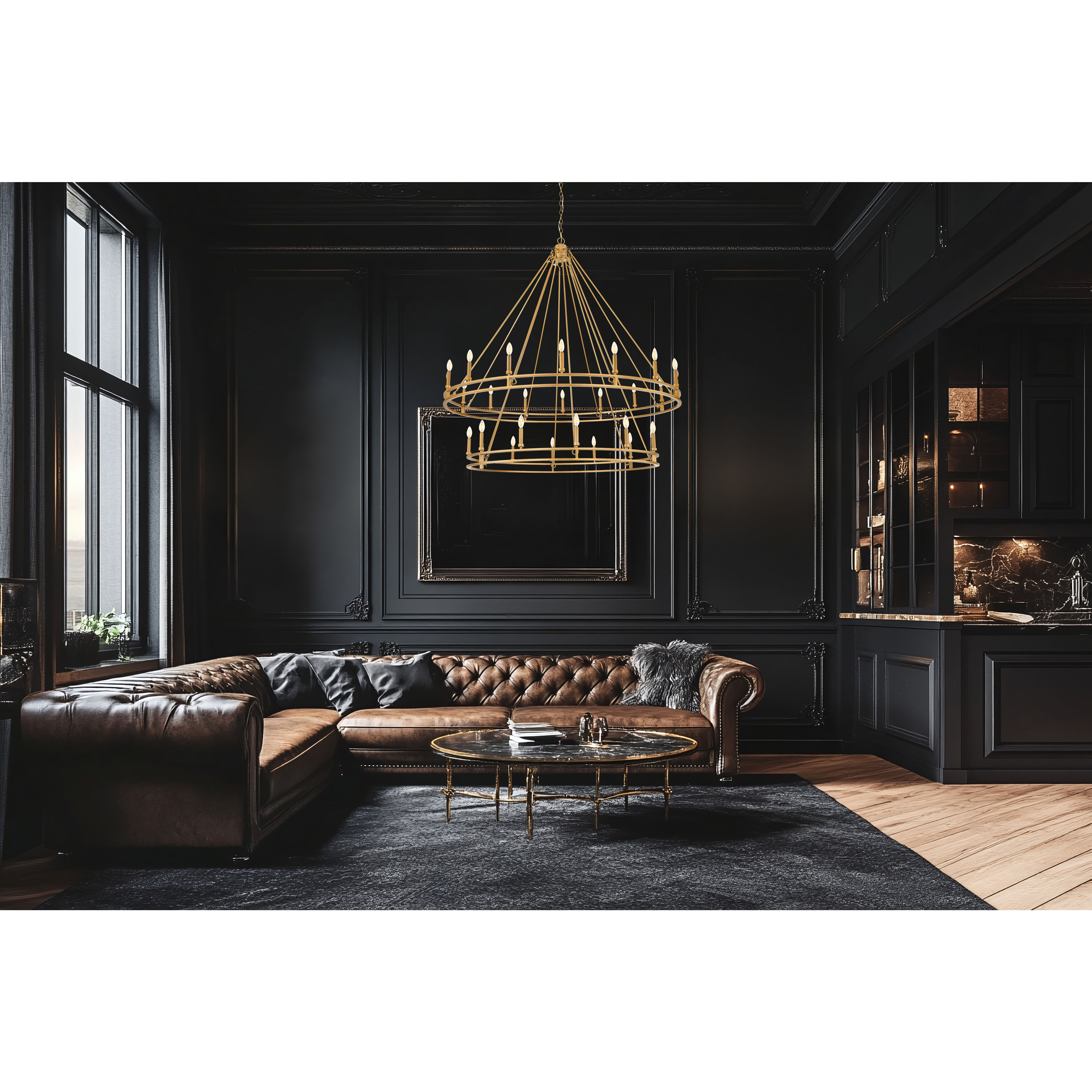 Dennison 28 Light 60 inch Signature Brass Chandelier Ceiling Light