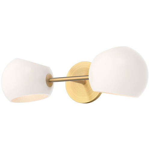 Alora Mood Willow 2 Light 16.75 inch Brushed Gold Bath Vanity Light Wall Light in Opal Glass