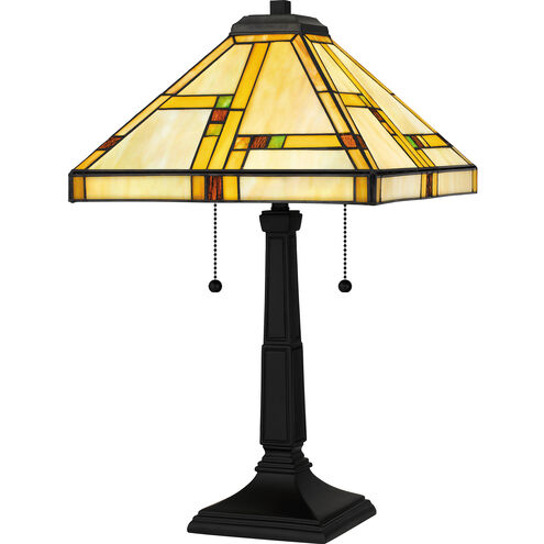 Tiffany 24 inch 75.00 watt Matte Black Table Lamp Portable Light, Tiffany