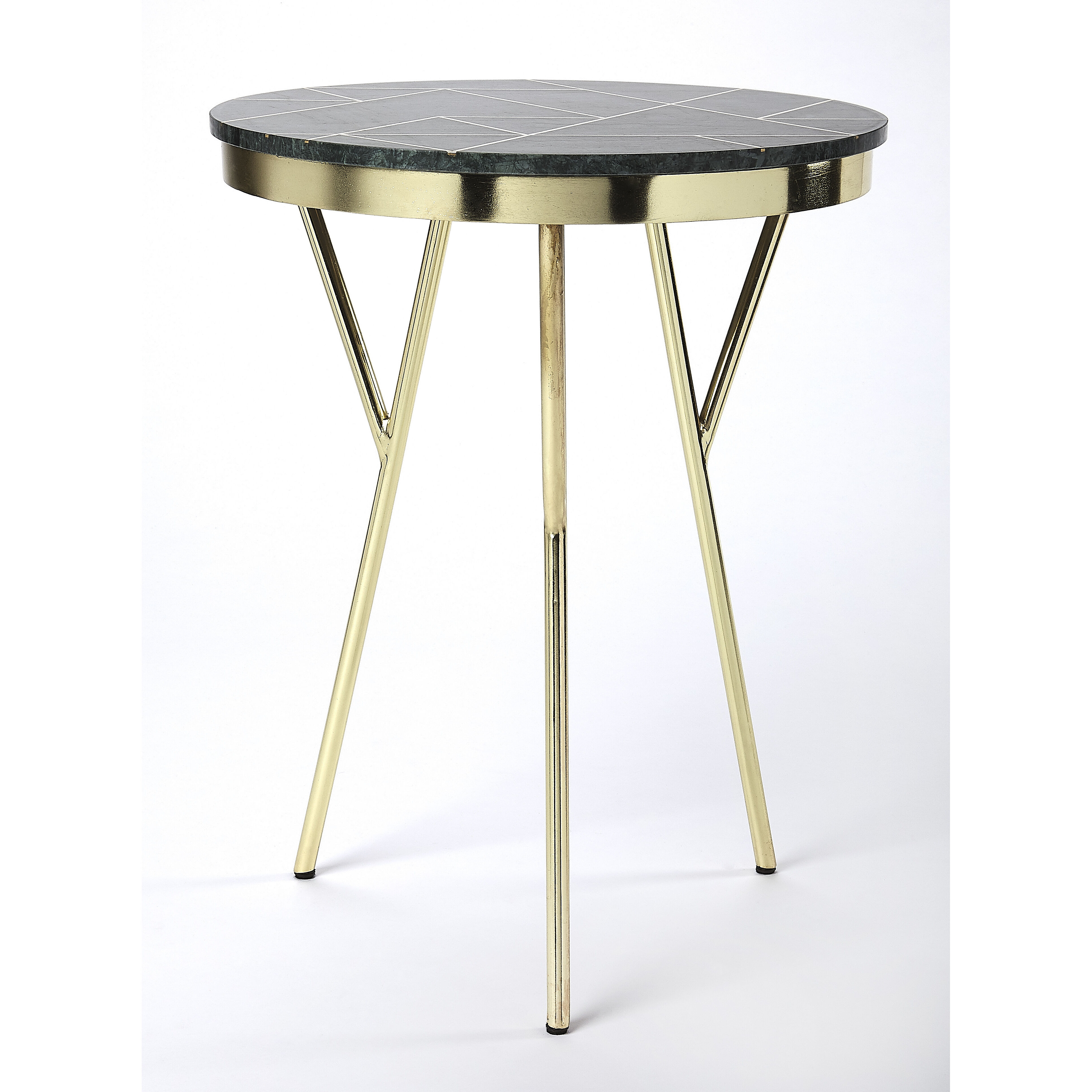 Butler Loft Haven Green Marble & Brass 24 X 19 inch Metalworks Accent Table