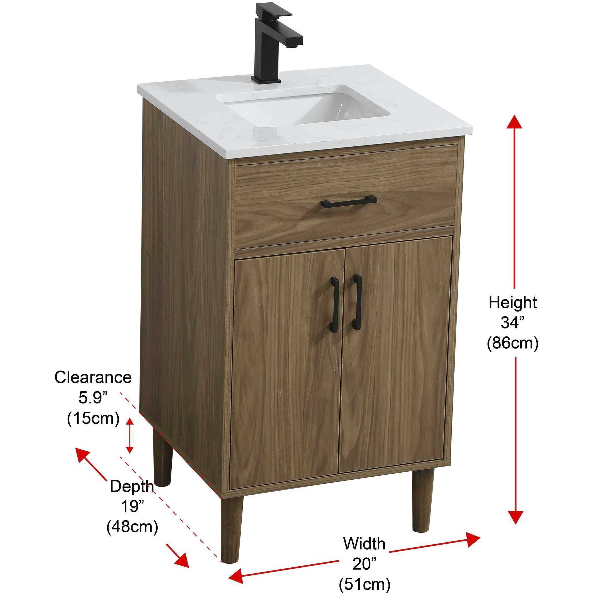 Chandler 20 X 34 inch Walnut Brown Bathroom Vanity Cabinet