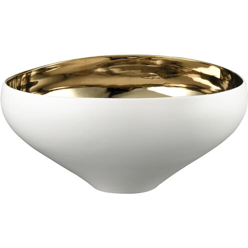 Greer 12 X 6.5 inch Bowl in Matte White and Gold Glazed