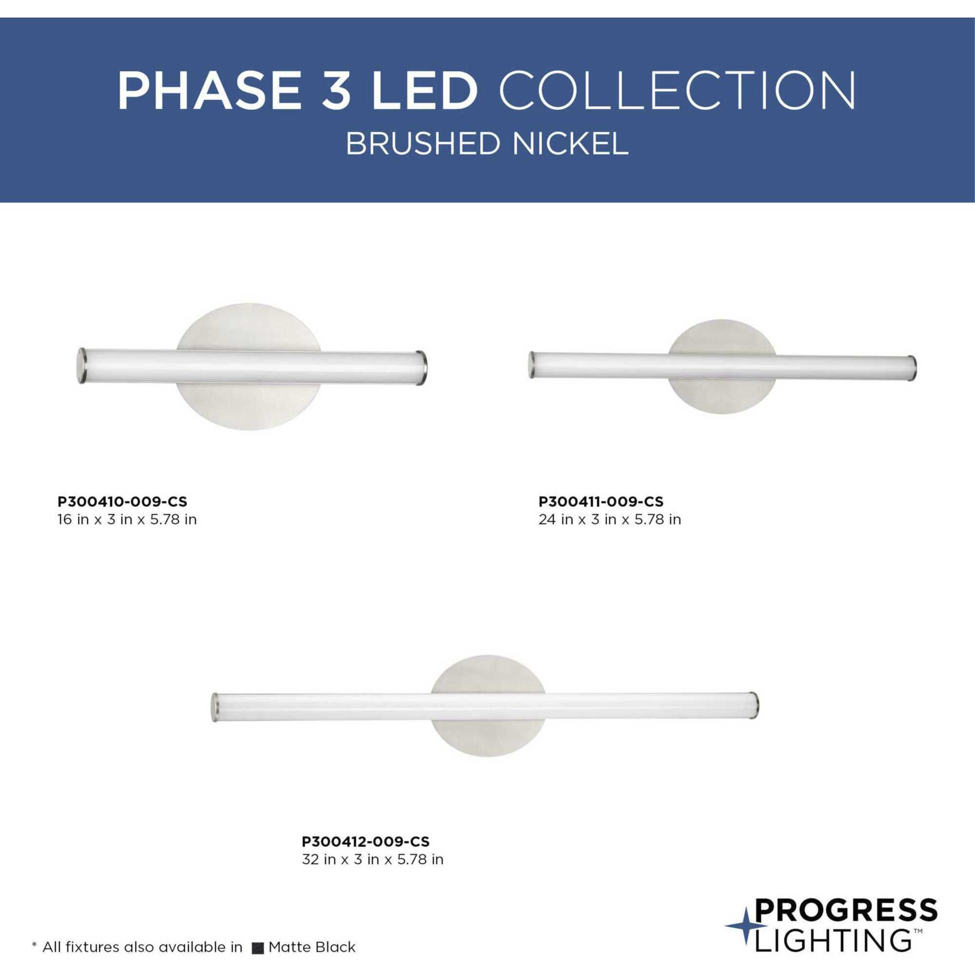 Phase 3 LED LED 32 inch Brushed Nickel Vanity Light Wall Light