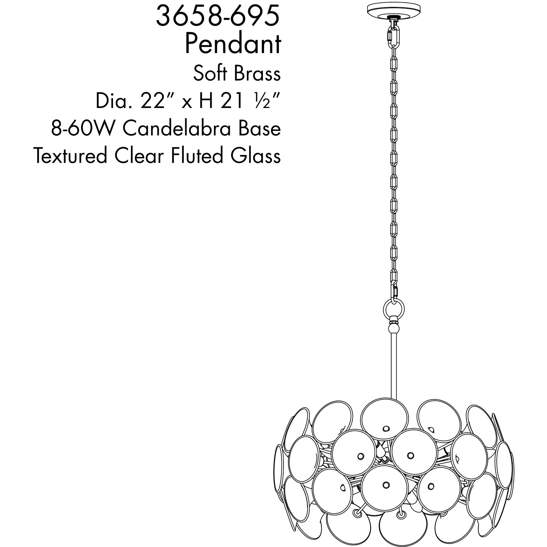 Winter 8 Light 22 inch Soft Brass Pendant Ceiling Light