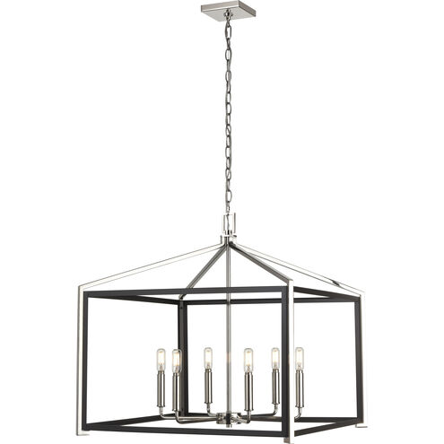 Wiscoy 6 Light 24 inch Black Polished Nickel Chandelier Ceiling Light