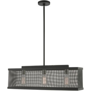 Industro 3 Light 7 inch Black with Brushed Nickel Accents Chandelier Ceiling Light