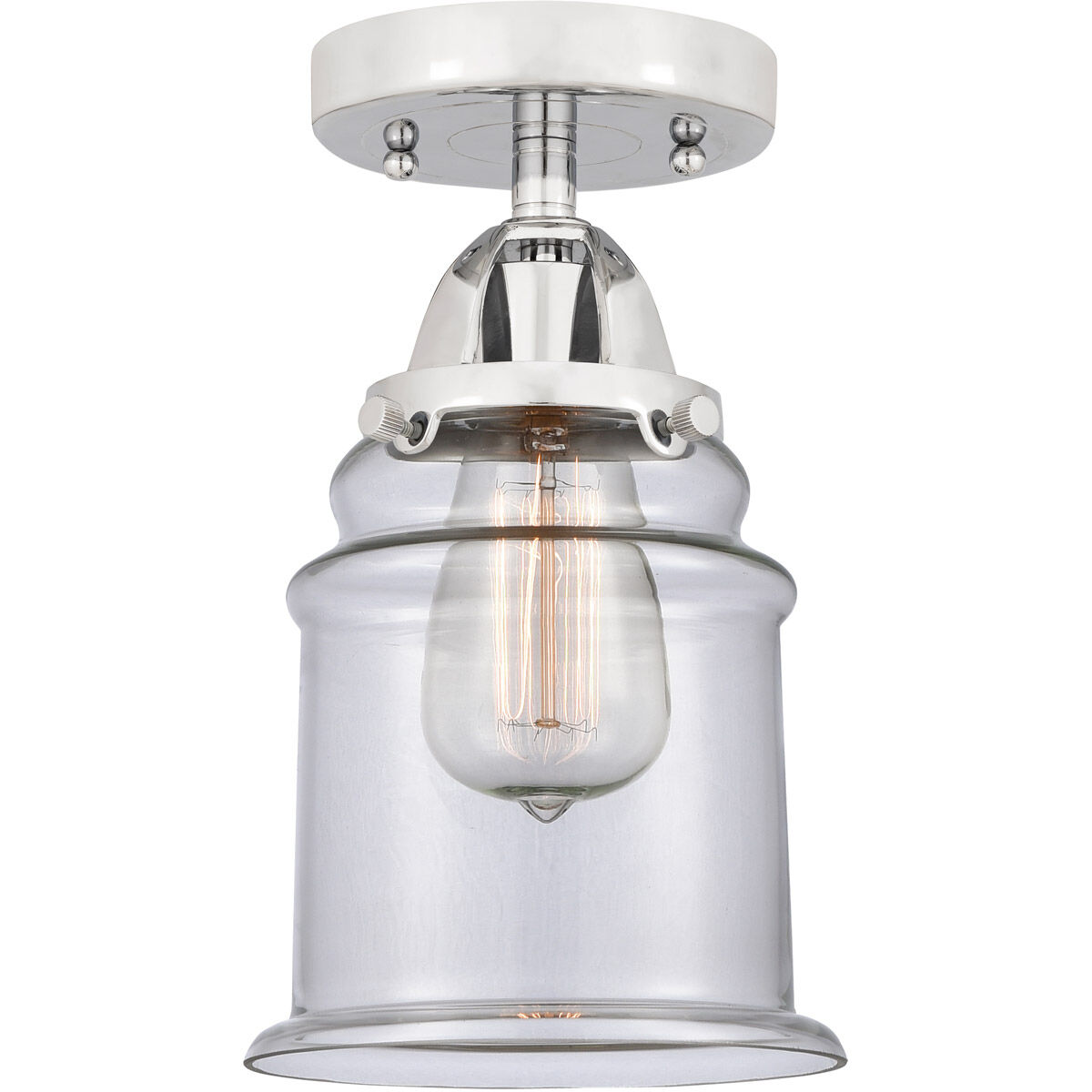 Nouveau 2 Canton LED 6 inch Polished Chrome Semi-Flush Mount Ceiling Light in Clear Glass