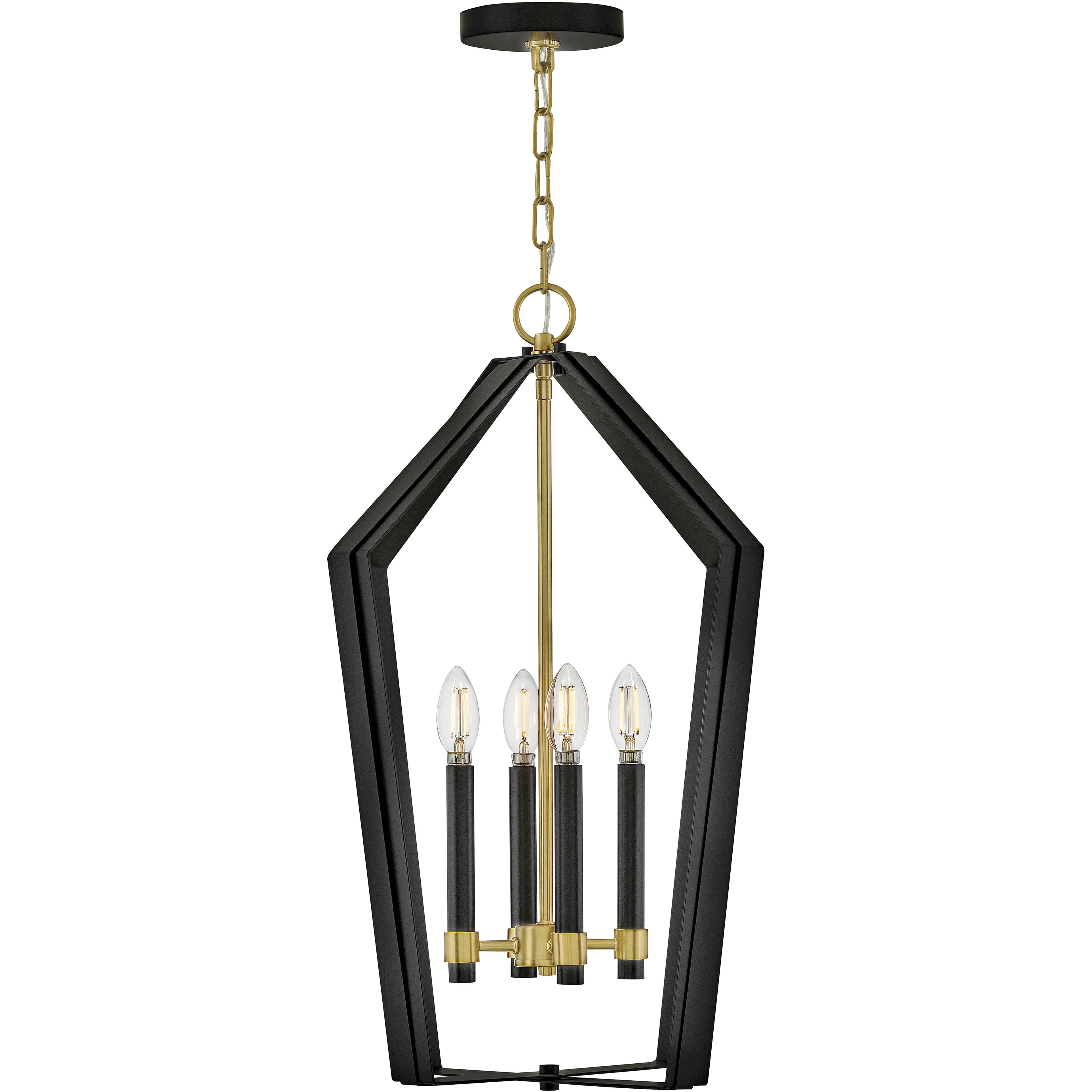 Sammi 4 Light 17 inch Black with Lacquered Brass Pendant Ceiling Light