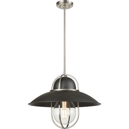 Peggy's Cove 1 Light Graphite and Satin Nickel Pendant Ceiling Light