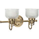 Archie 2 Light 17 inch Vintage Brass Bath Vanity Wall Light