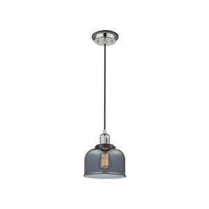 Franklin Restoration Large Bell 1 Light 8 inch Polished Nickel Mini Pendant Ceiling Light in Plated Smoke Glass