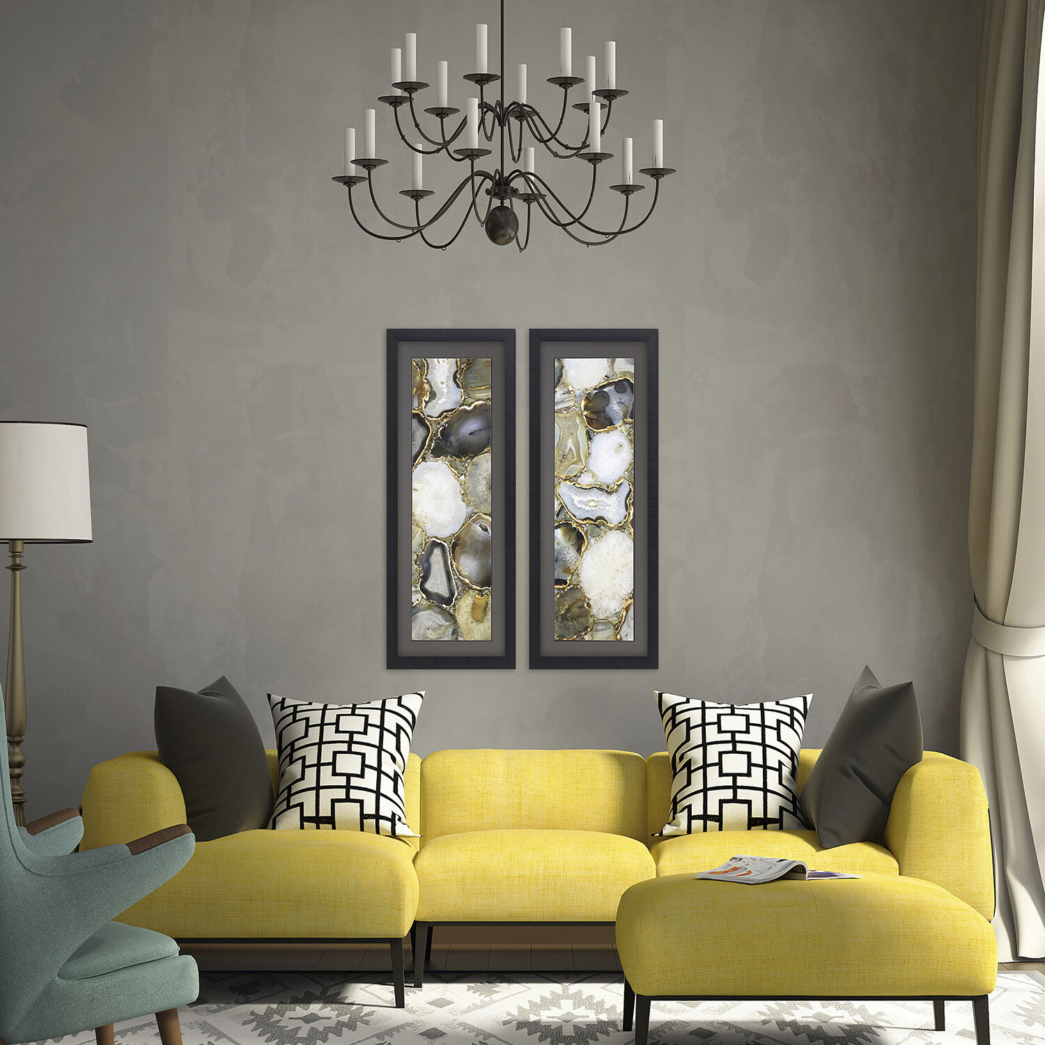 Geometrics Gray and Black and Brown and Neutral Framed Art