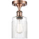 Ballston Hadley 1 Light 5 inch Antique Copper Semi-Flush Mount Ceiling Light in Clear Glass, Ballston