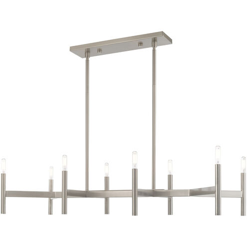 Copenhagen 8 Light 40 inch Brushed Nickel Linear Chandelier Ceiling Light