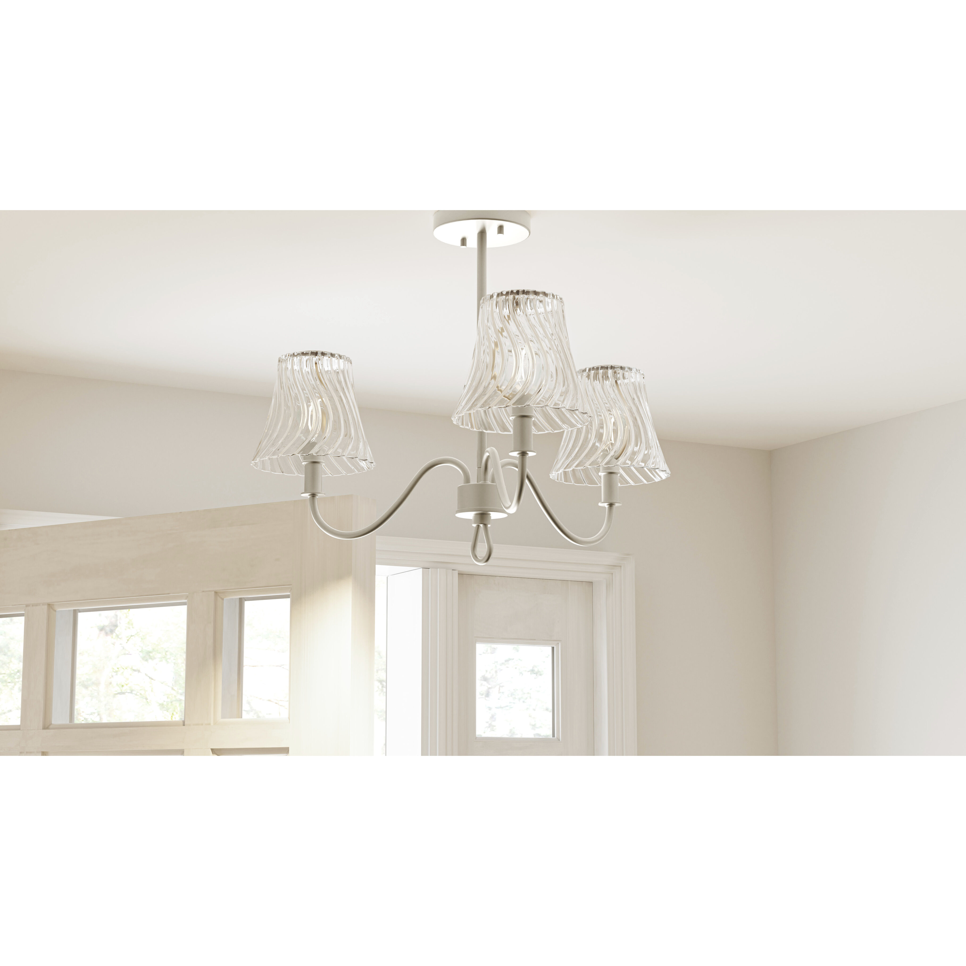 McKinney 3 Light 21.75 inch Brushed Nickel Semi-Flush Mount Ceiling Light, Extra Large