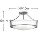 Hathaway 4 Light 20.75 inch Antique Nickel Indoor Semi-Flush Mount Ceiling Light in Etched White