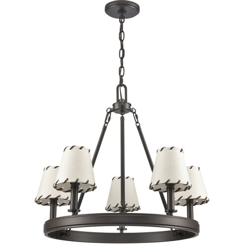 Marion 5 Light 24.5 inch Oil Rubbed Bronze with White Chandelier Ceiling Light