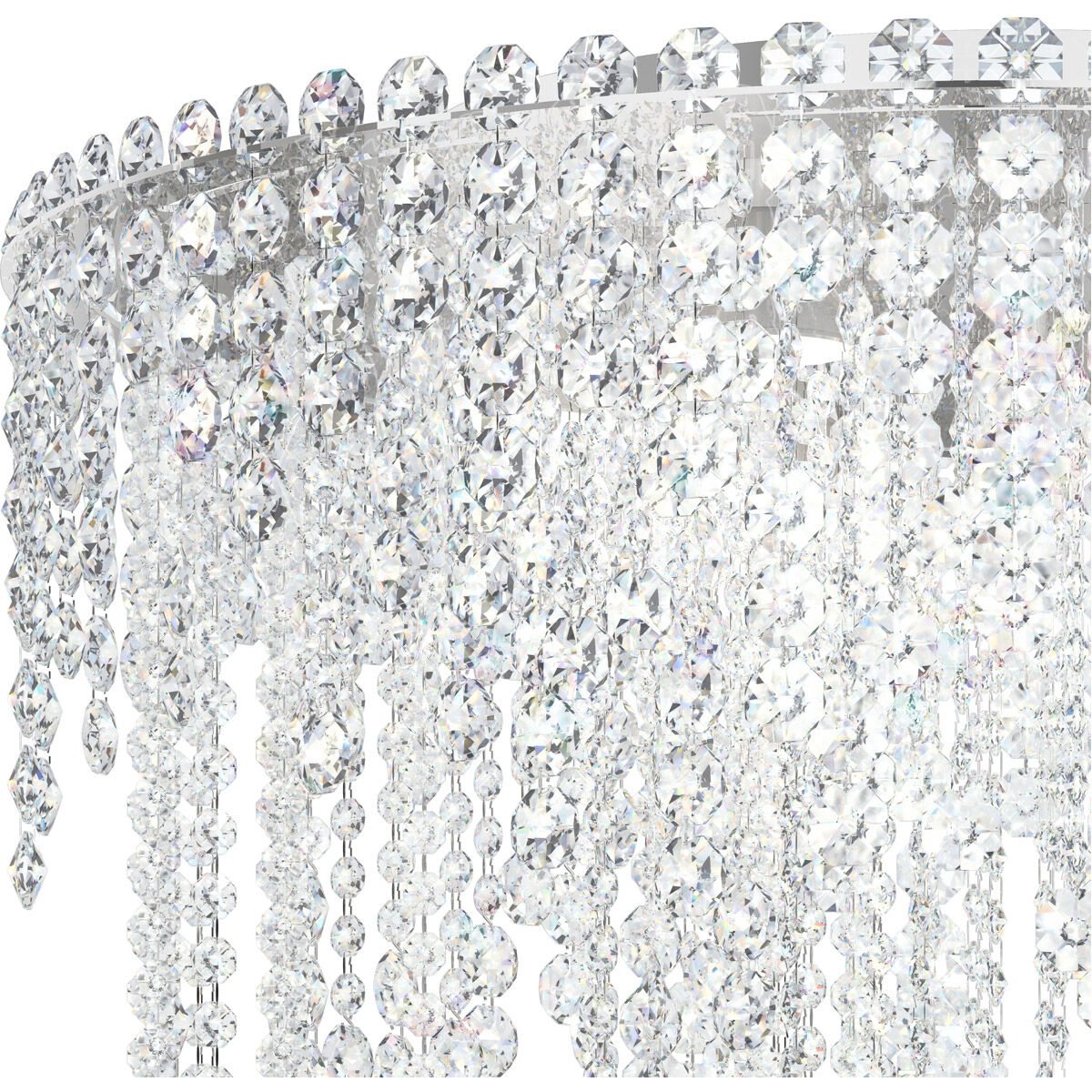 Chantant 6 Light Polished Stainless Steel Flush Mount Ceiling Light in Optic, Strand