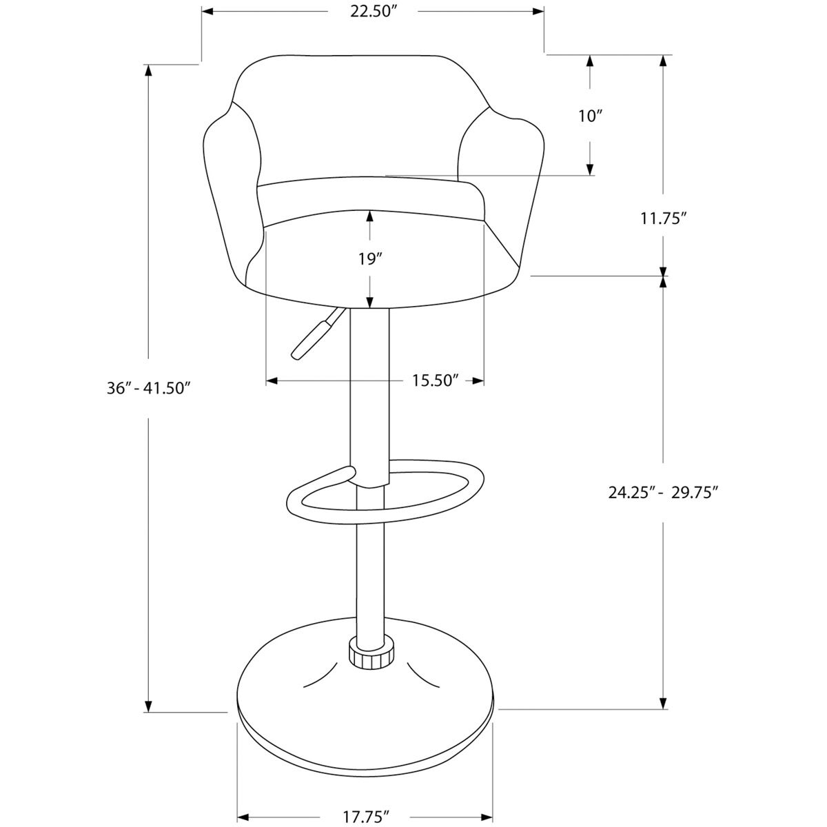 Queensbury 36 inch Black Bar Stool