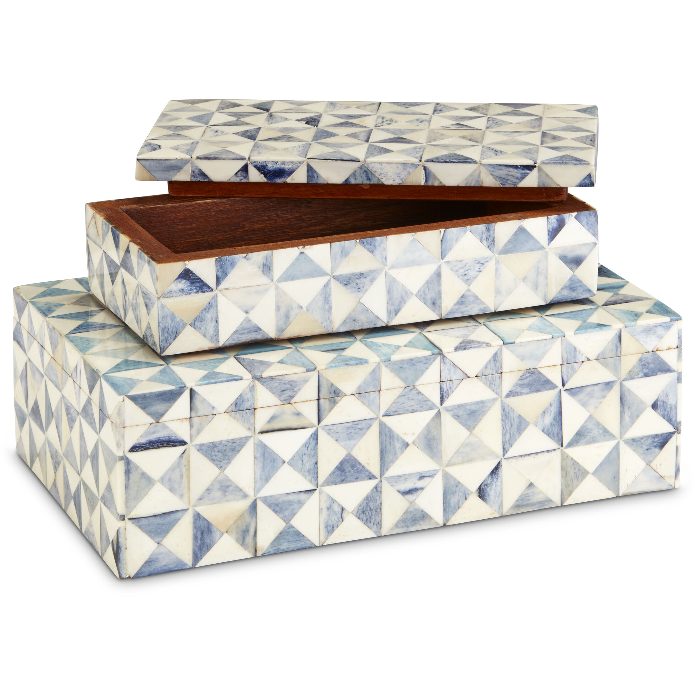 Sky Blue 10 inch Blue/White Boxes, Set of 2