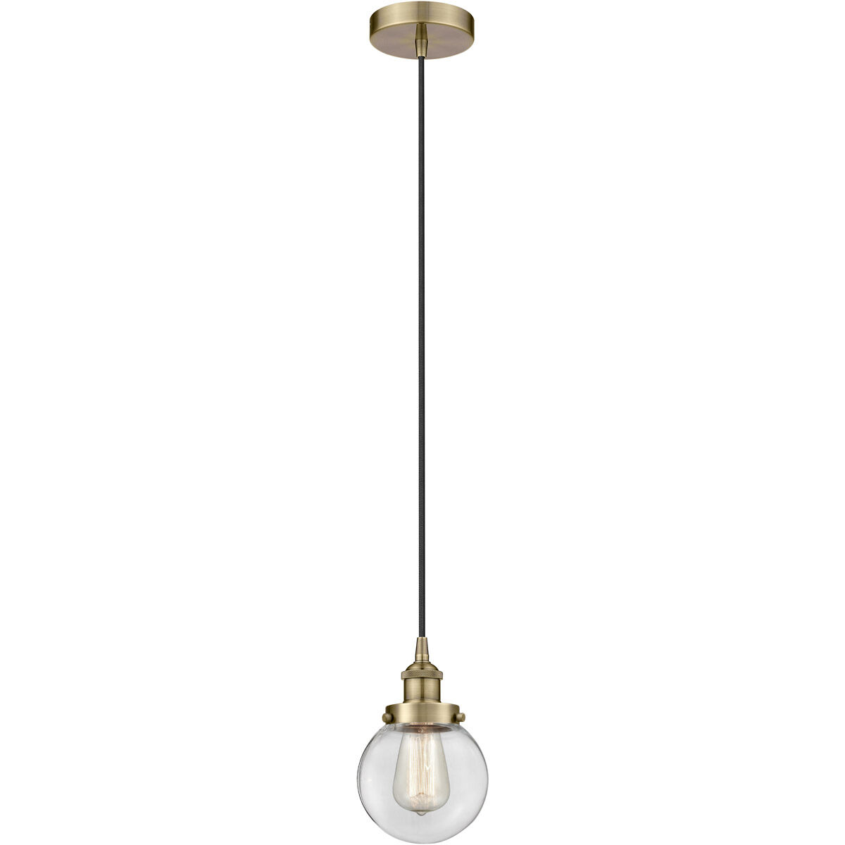 Edison Beacon LED 6 inch Antique Brass Mini Pendant Ceiling Light