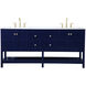 Theo 72 X 22 X 34 inch Blue Vanity Sink Set