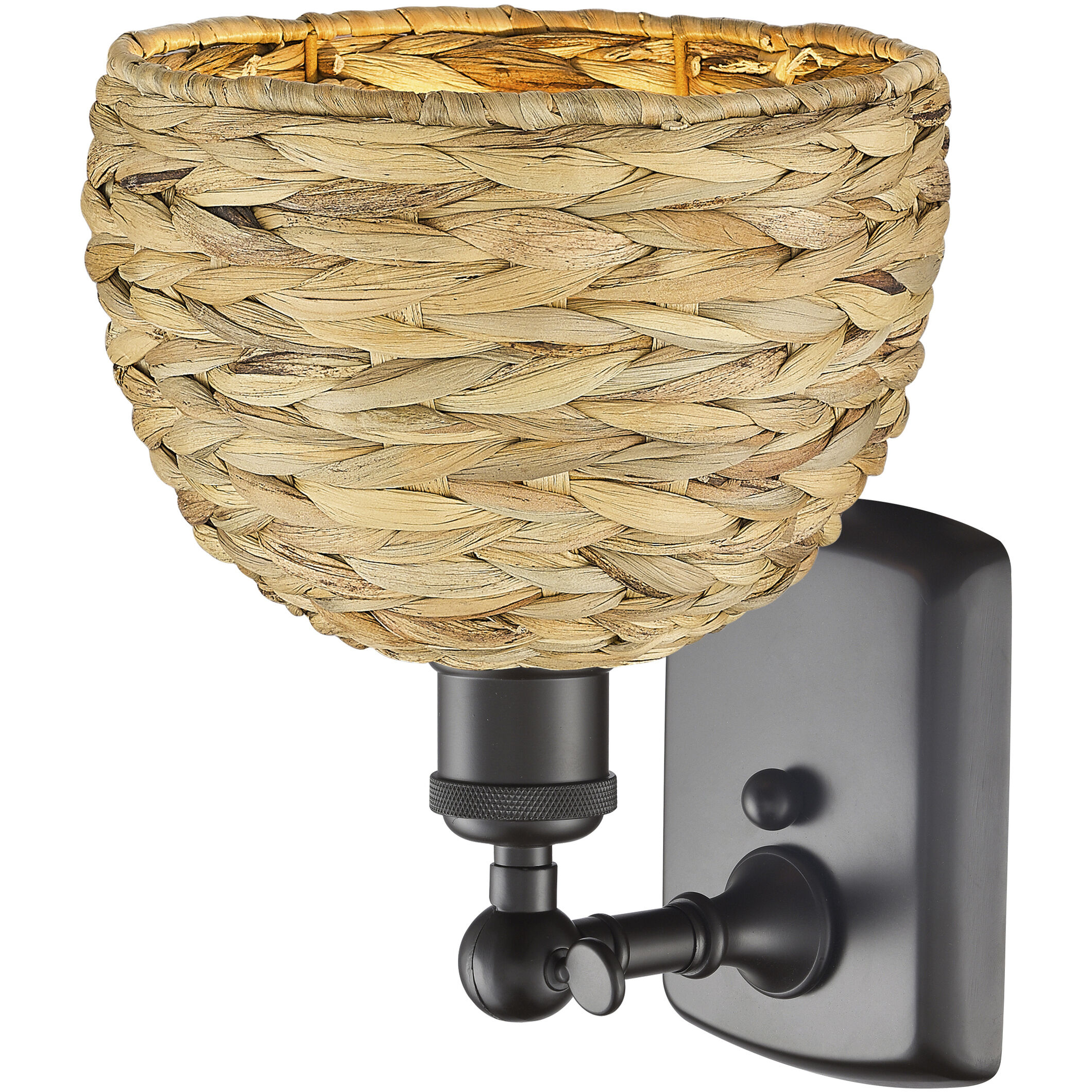 Woven Rattan 1 Light 8 inch Oil Rubbed Bronze Sconce Wall Light