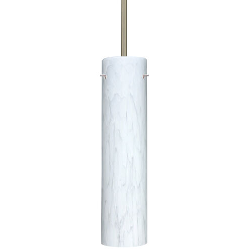 Stilo 16 1 Light 4 inch Satin Nickel Stem Pendant Ceiling Light in Carrera Glass, Incandescent