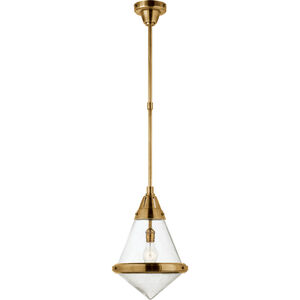 Thomas O'Brien Gale 1 Light 11.25 inch Hand-Rubbed Antique Brass Pendant Ceiling Light in Seeded Glass, Small
