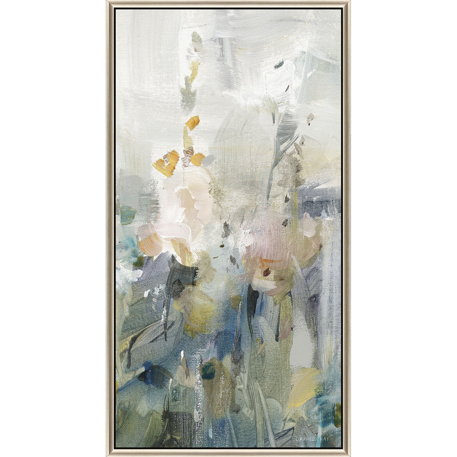 Rustic Garden Blue and Green and Orange and White Canvas