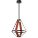 Art & Alchemy Aspen LED 16.6 inch Black Pendant Ceiling Light in Chestnut Leather with Alabaster