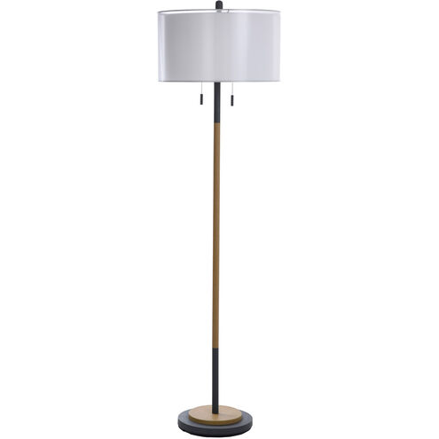 Lari 10 inch 120 watt Industrial Black Metal and Wood Floor Lamp Portable Light