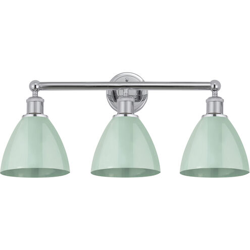 Plymouth Dome 3 Light 25.5 inch Polished Chrome Bath Vanity Light Wall Light in Seafoam