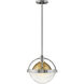 Watson LED 12 inch Polished Nickel with Heritage Brass Indoor Pendant Ceiling Light