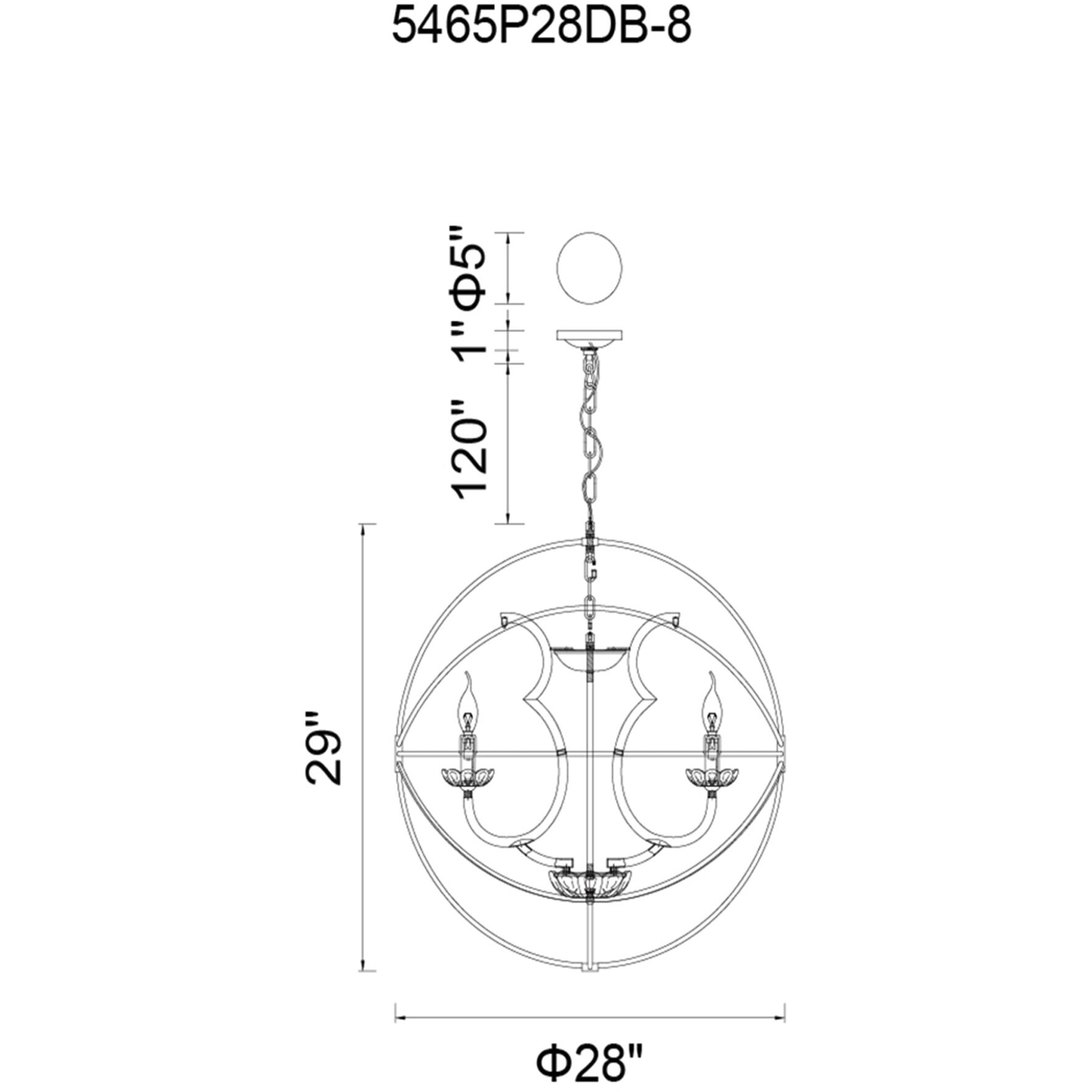 Campechia 8 Light 28 inch Brown Up Chandelier Ceiling Light