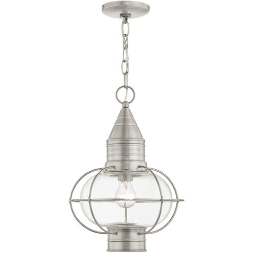 Newburyport 1 Light 12 inch Brushed Nickel Outdoor Pendant Lantern