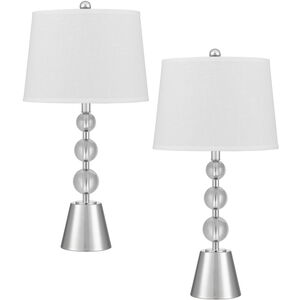 Amersfoort 28 inch 100.00 watt Brushed Steel and Crystal Table Lamp Portable Light, Stacked Orb Style