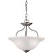 Conway 2 Light 15 inch Brushed Nickel Semi Flush Mount Ceiling Light in Incandescent, Convertible