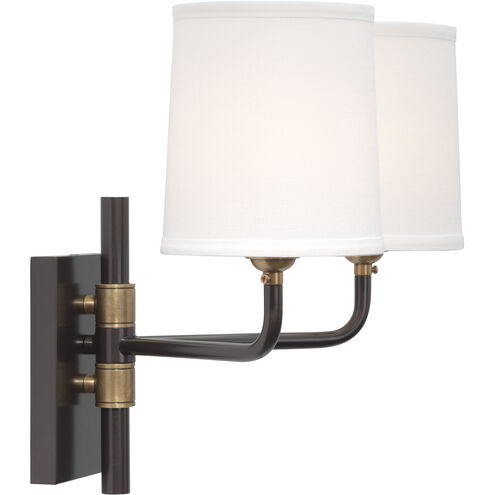 Lawton 2 Light 13 inch Oil Rubbed Bronze w/ Antique Brass Accents Double Arm Wall Sconce Wall Light