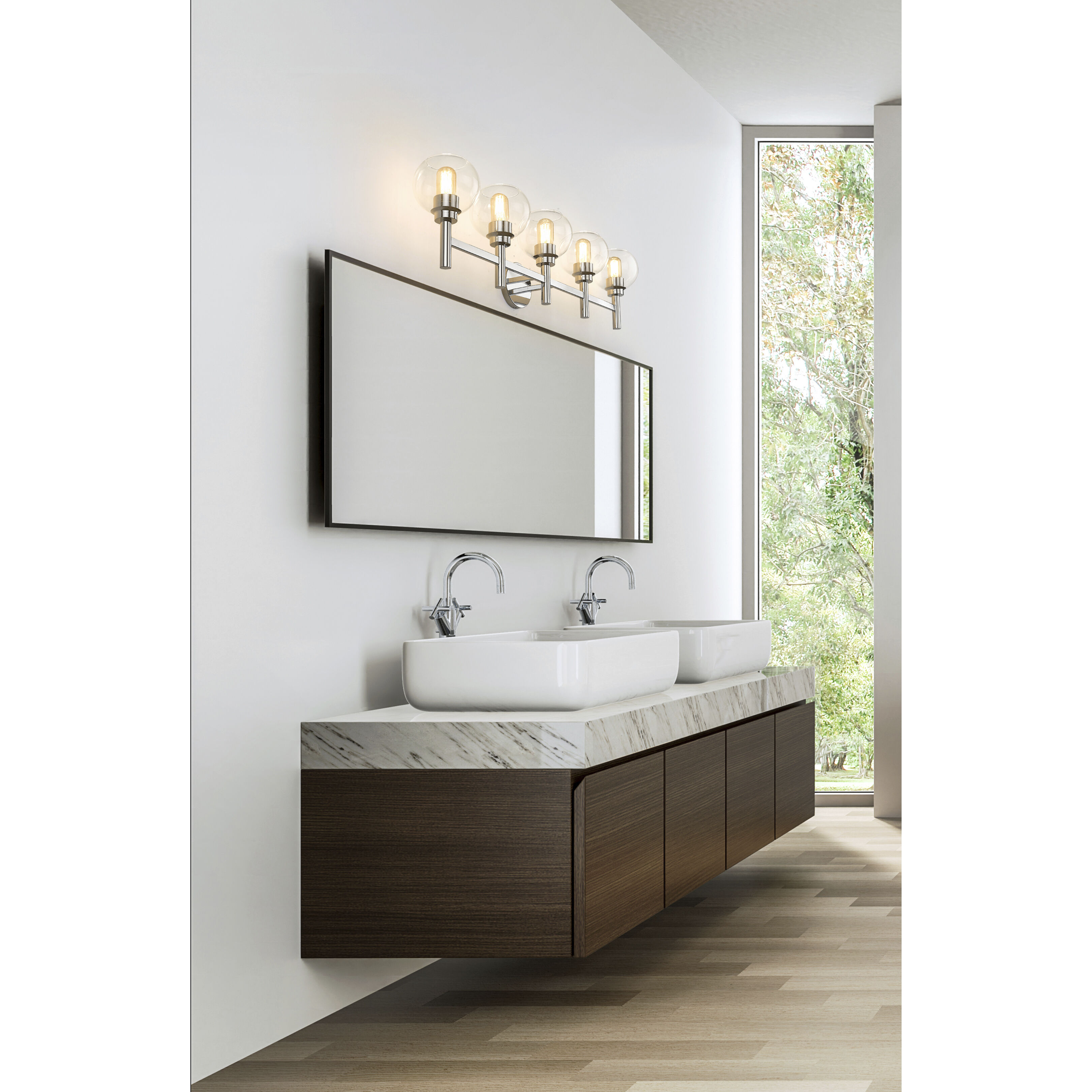 Sutton 5 Light 39.5 inch Chrome Vanity Wall Light