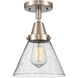 Franklin Restoration Large Cone 1 Light 8 inch Brushed Satin Nickel Flush Mount Ceiling Light in Seedy Glass