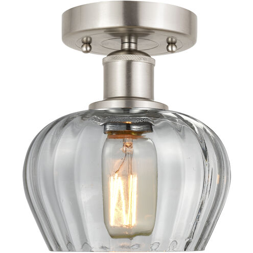 Edison Fenton 1 Light 7 inch Brushed Satin Nickel Semi-Flush Mount Ceiling Light in Clear Glass