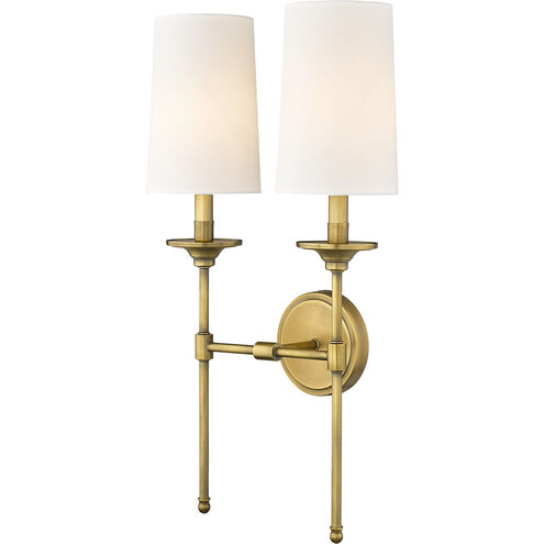Emily 2 Light 13.75 inch Rubbed Brass Wall Sconce Wall Light