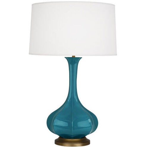 Pike 31.88 inch 150.00 watt Peacock Table Lamp Portable Light in Aged Brass