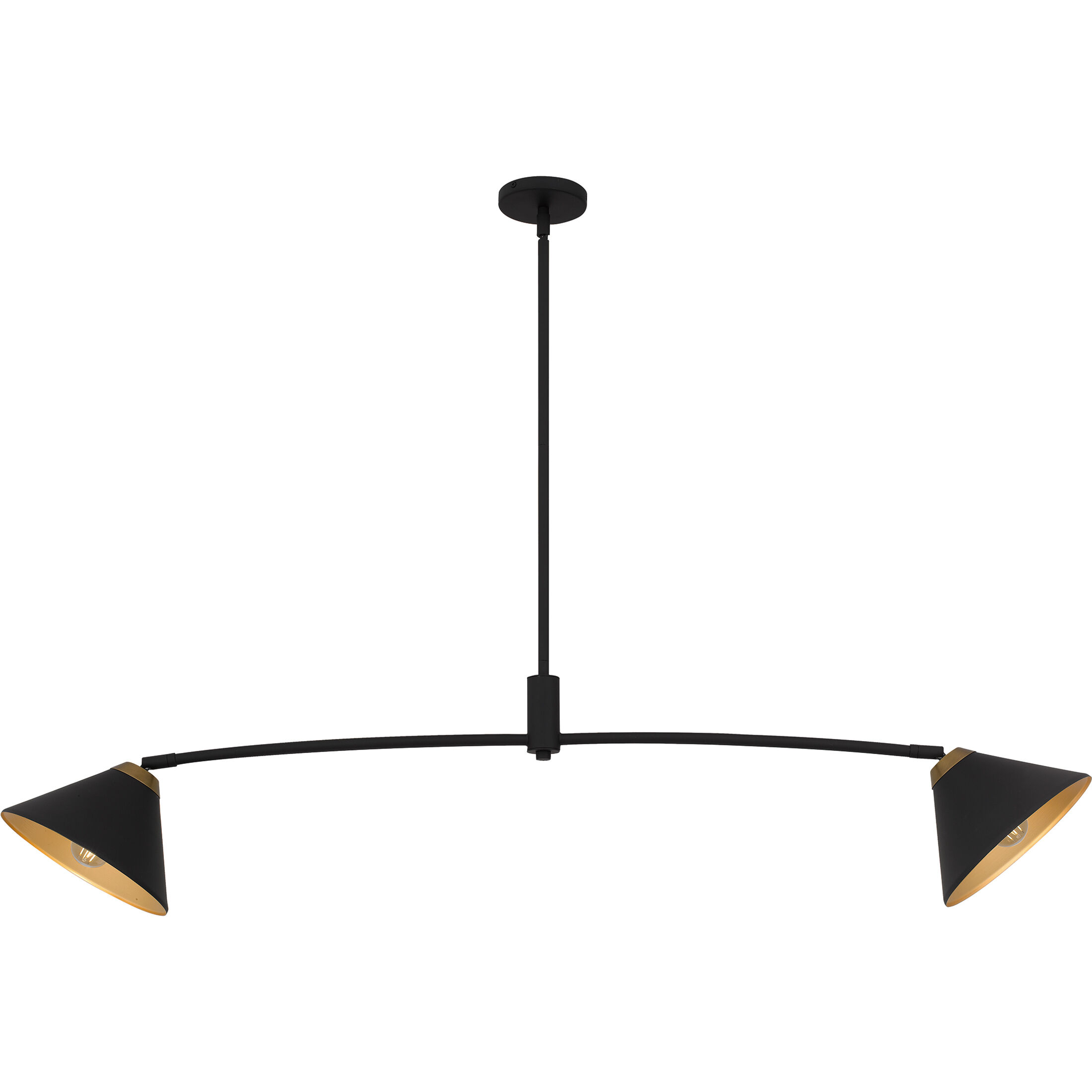 Alscott 2 Light 52 inch Matte Black Linear Chandelier Ceiling Light, Large