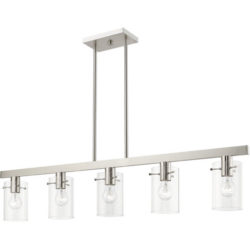 Munich 5 Light 42 inch Brushed Nickel Linear Chandelier Ceiling Light