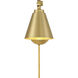 Vintage 2 Light 6 inch Natural Brass Wall Sconce Wall Light
