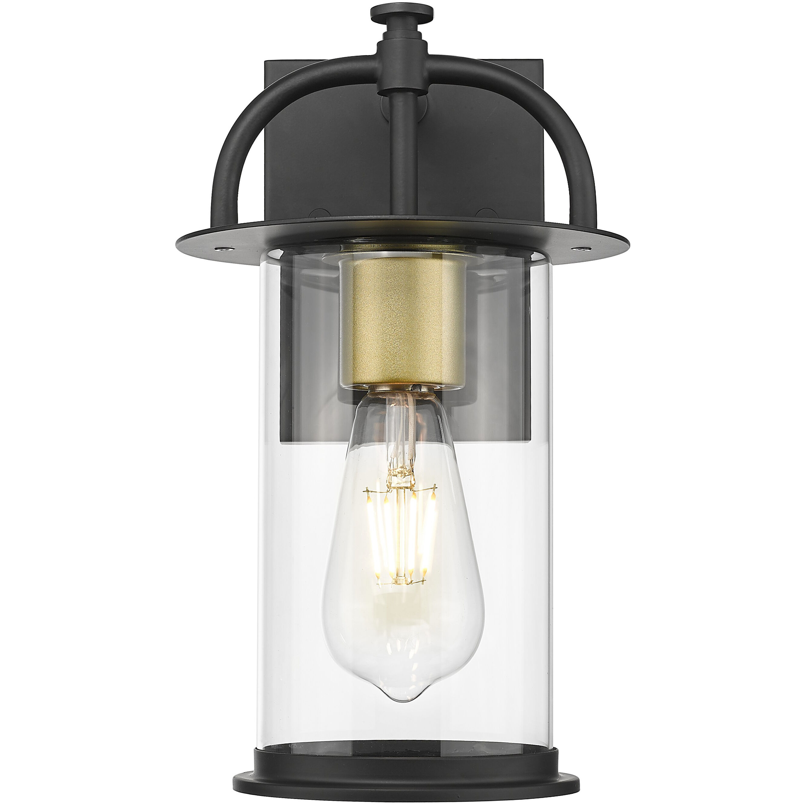 Stockwell 1 Light 12 inch Matt Black and Brass Exterior Wall Mount